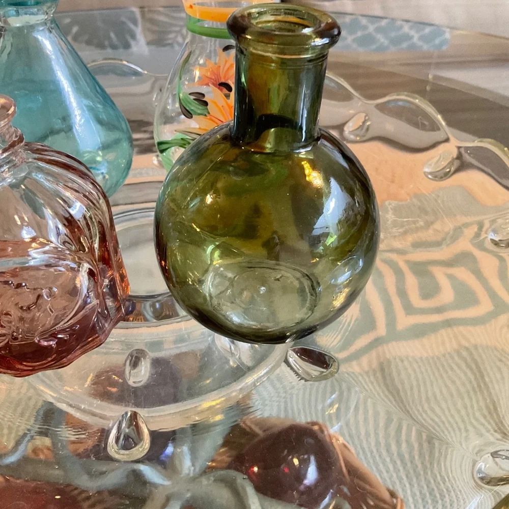 Small Colored Glass Bottles Set of 4